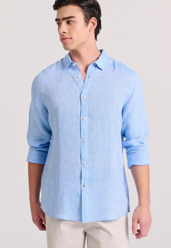 Λινό πουκάμισο σε μελανζέ ύφανση