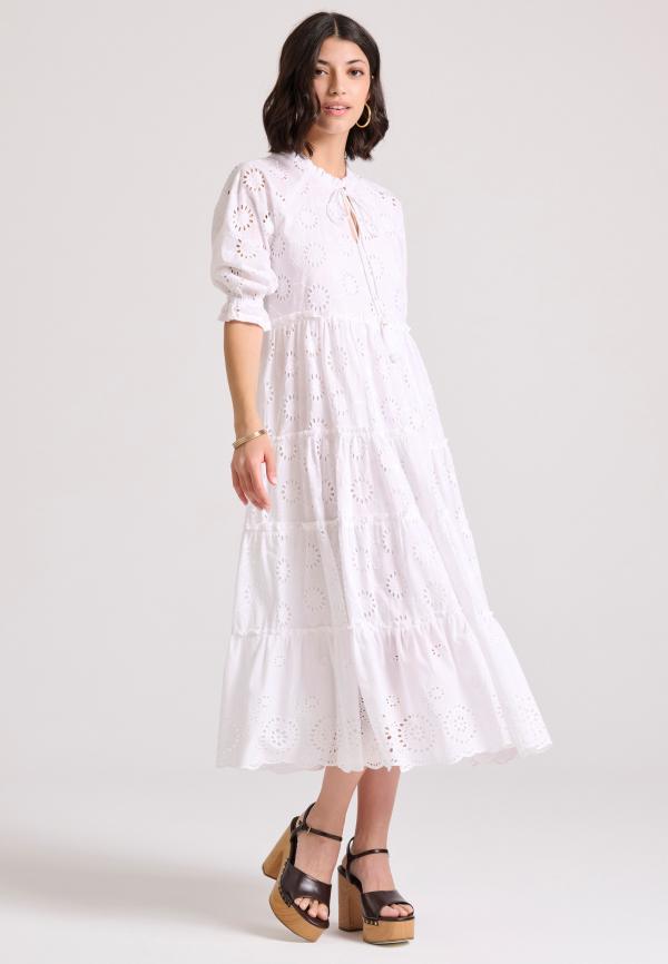 Loose fit μάξι embroidery φόρεμα με βολάν