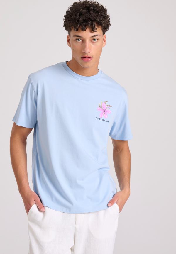 Relaxed fit t-shirt με floral frame τύπωμα