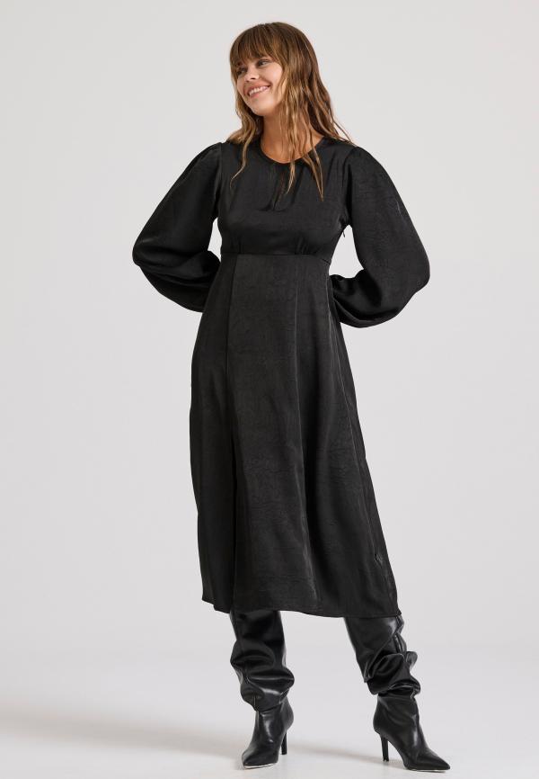 Midi σατινέ φόρεμα με crinkle effect