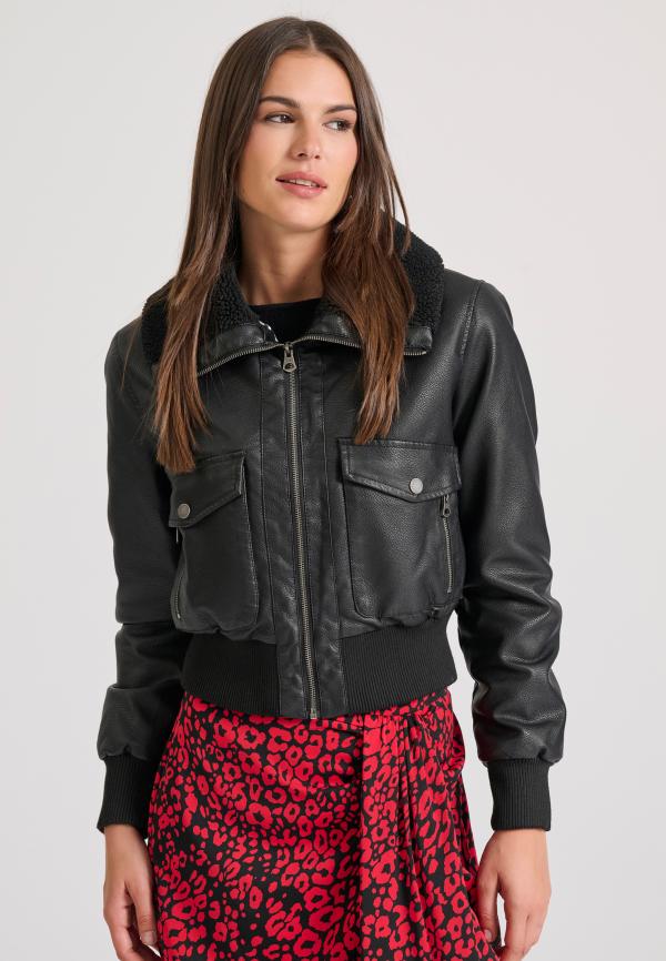 Γυναικείο biker jacket από οικολογικό δέρμα (PU)