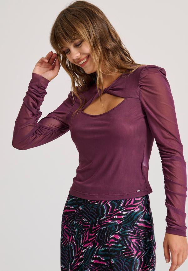 Διάφανο τοπ με λεπτομέρεια κόμπου και τούλι