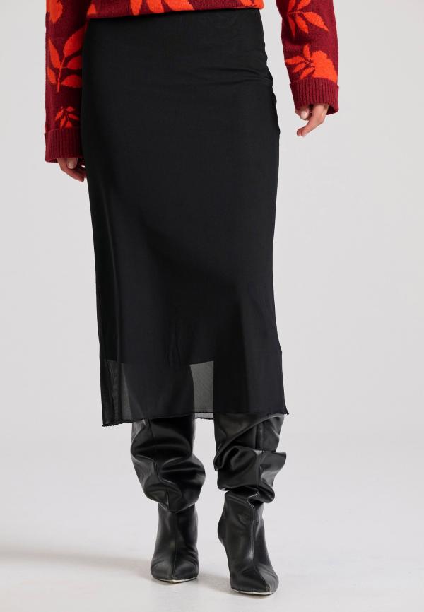 Μονόχρωμη μίντι φούστα