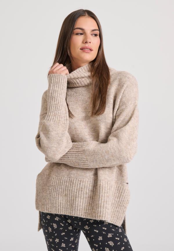 Wool blend πλεκτή μπλούζα με μακρύτερο μήκος