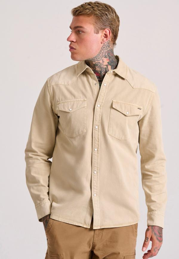 Relaxed garment dyed denim πουκάμισο