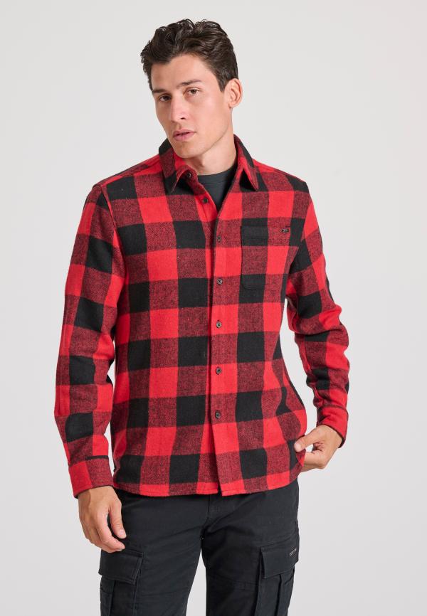 Flannel καρό πουκάμισο με τσέπη στο στήθος