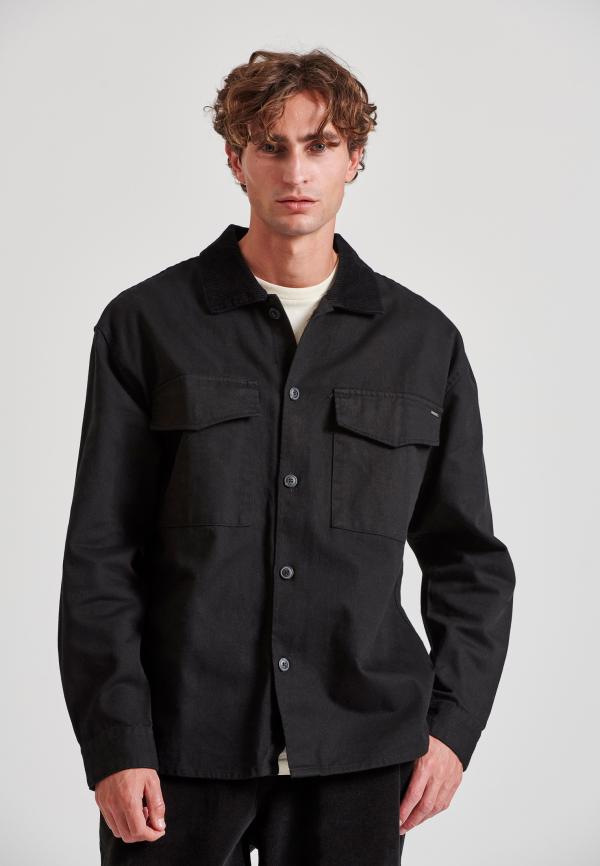 Overshirt casual πουκάμισο με κοτλέ γιακά