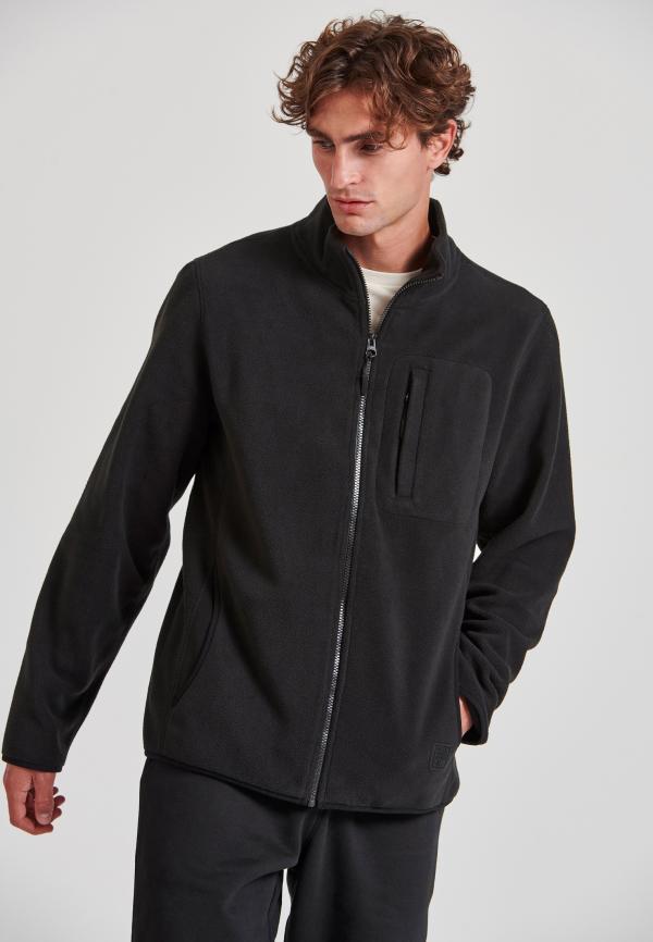 Fleece ζακέτα φούτερ με zip-up τσέπη στο στήθος