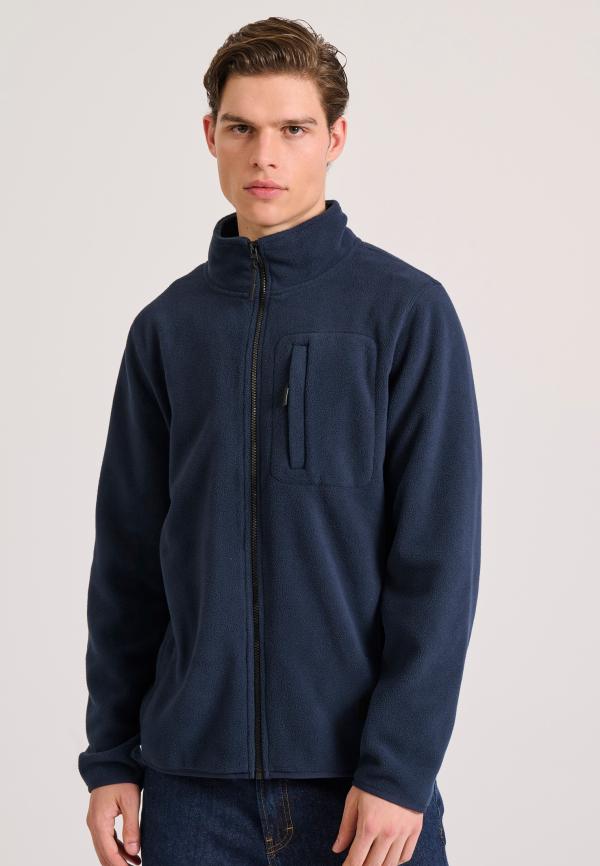 Fleece ζακέτα φούτερ με zip-up τσέπη στο στήθος