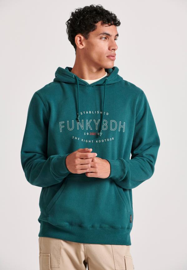 Φούτερ με κουκούλα και τύπωμα στο στήθος