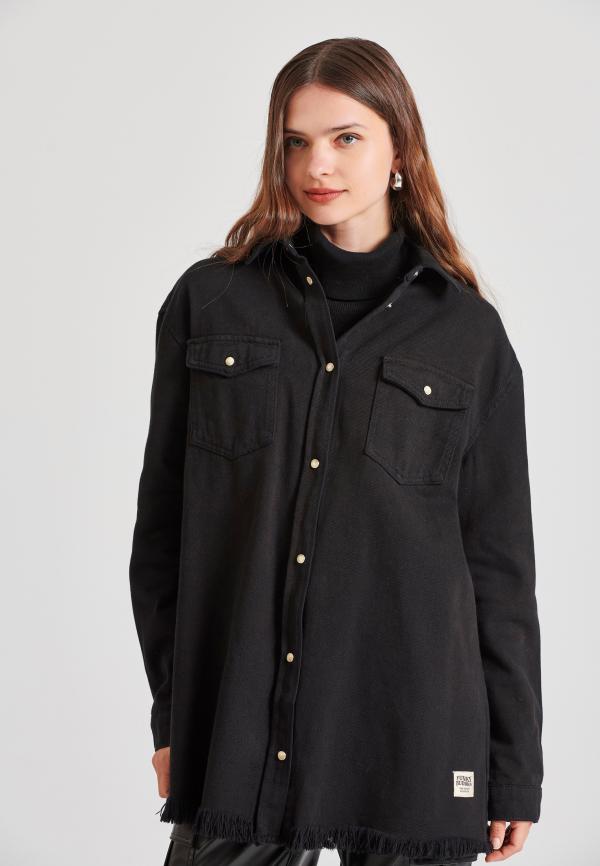 Γυναικείο oversized τζιν πουκάμισο με φθορές