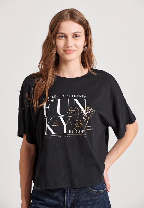 Loose fit t-shirt με graphic frame τύπωμα