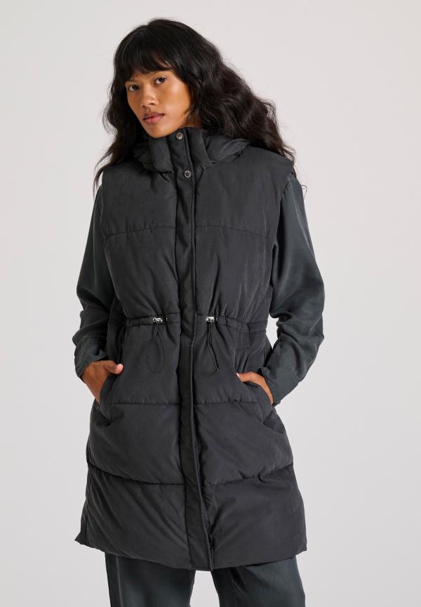 Loose fit αμάνικο puffer μακρύ μπουφάν