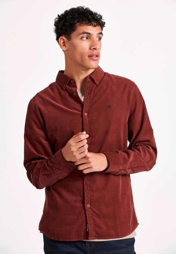 Κοτλέ πουκάμισο με κεντημένο logo