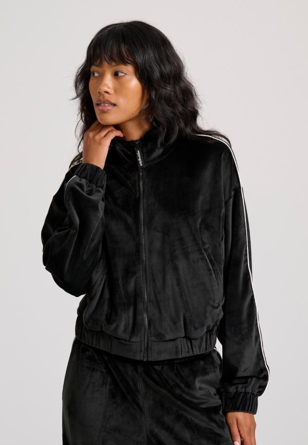 Βελουτέ ζακέτα με ψηλή λαιμόκοψη