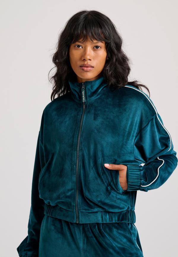 Βελουτέ ζακέτα με ψηλή λαιμόκοψη