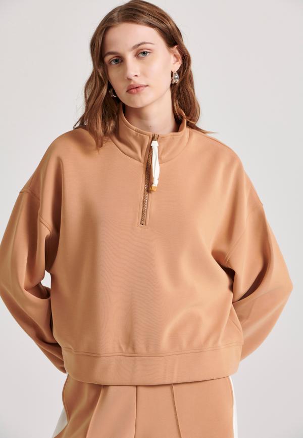 Γυναικείο half-zip φούτερ με ψηλή λαιμόκοψη