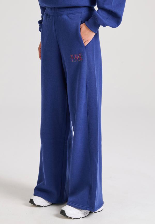 Wide leg fit παντελόνι φόρμας με branded κέντημα