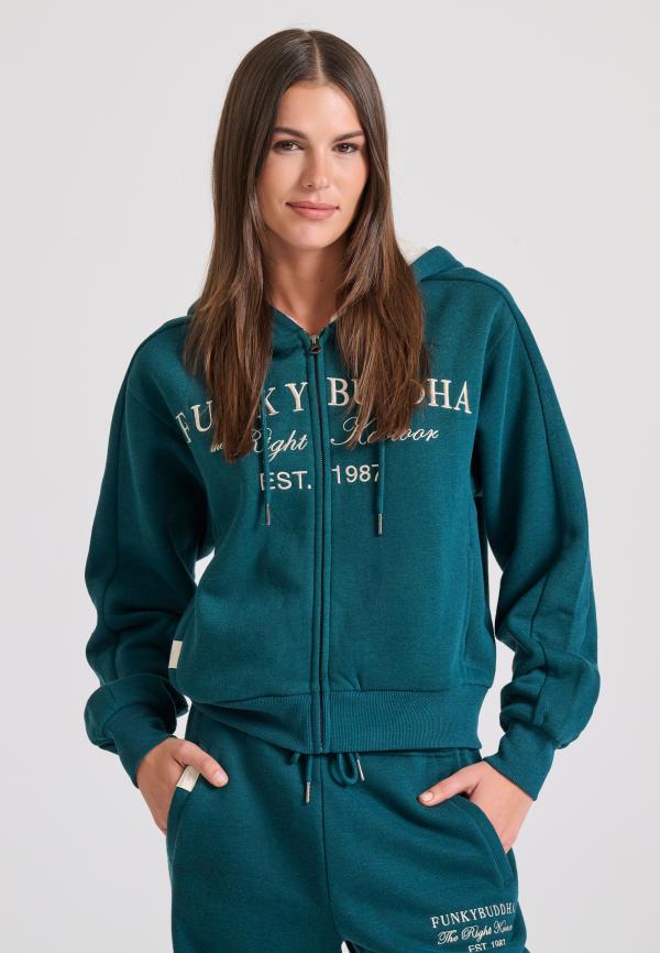 Φούτερ ζακέτα με κέντημα στο στήθος