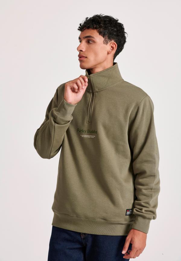 Relaxed fit half-zip φούτερ με branded τύπωμα