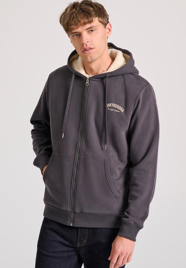 Relaxed fit ζακέτα φούτερ με εσωτερική επένδυση