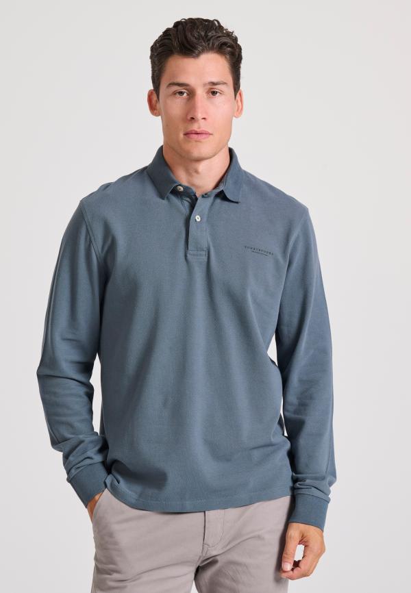 Μακρυμάνικη πόλο μπλούζα σε πικέ ύφασμα