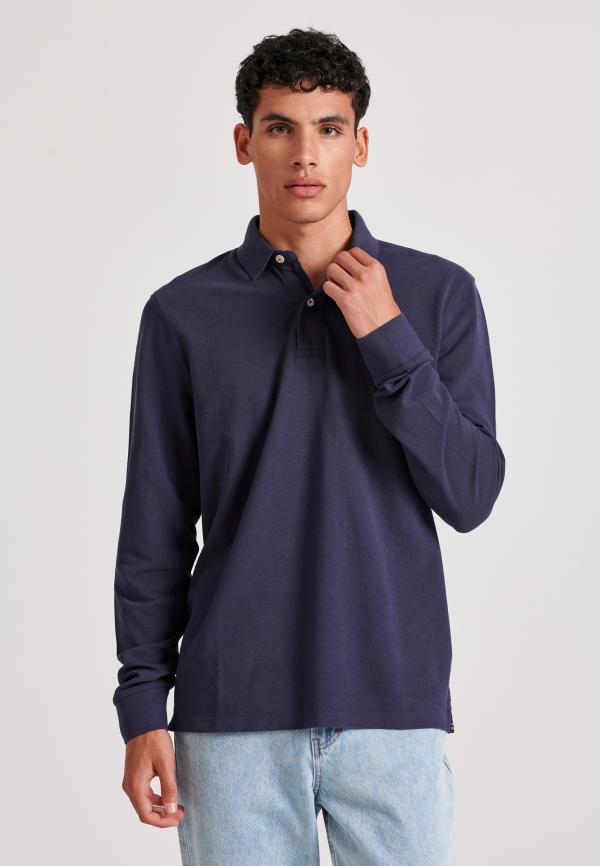 Μακρυμάνικη πόλο μπλούζα σε πικέ ύφασμα