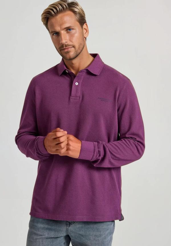 Μακρυμάνικη πόλο μπλούζα σε πικέ ύφασμα