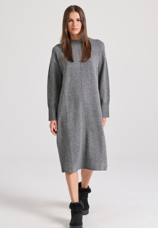 Relaxed fit μίντι πλεκτό φόρεμα με πλαϊνά σκισίματα