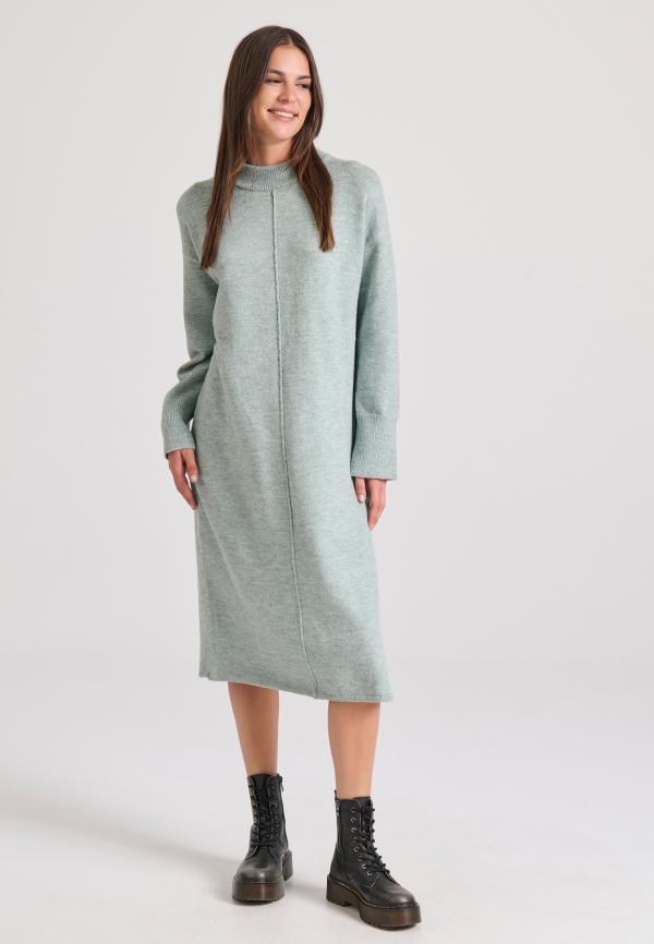 Relaxed fit μίντι πλεκτό φόρεμα με πλαϊνά σκισίματα