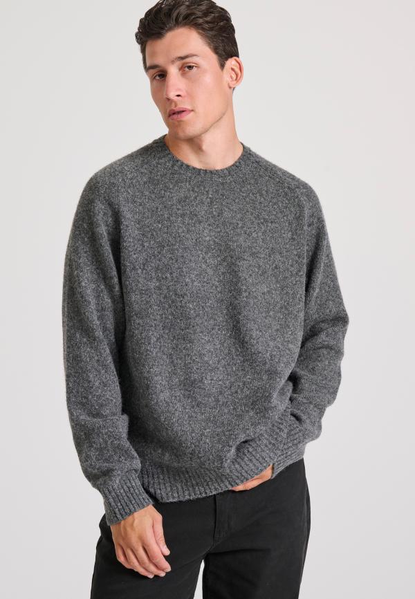 Relaxed fit πλεκτή μπλούζα σε μελανζέ πλέξη