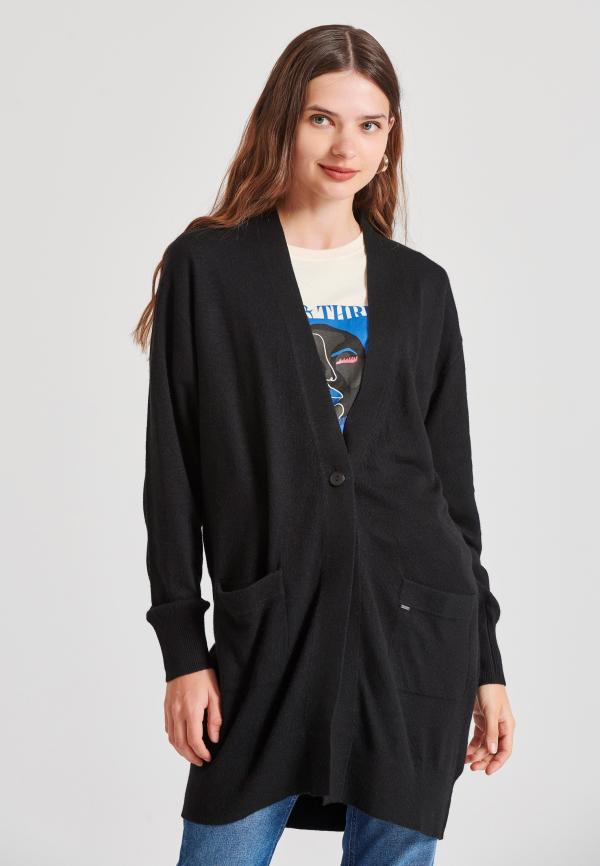 Loose fit cashmere blend πλεκτή ζακέτα