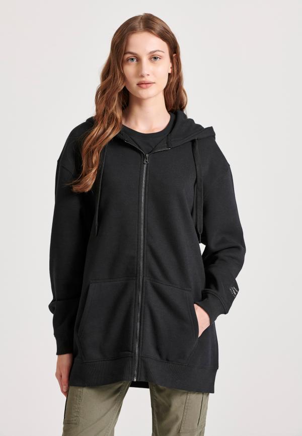 Relaxed fit φούτερ ζακέτα με τύπωμα στη πλάτη