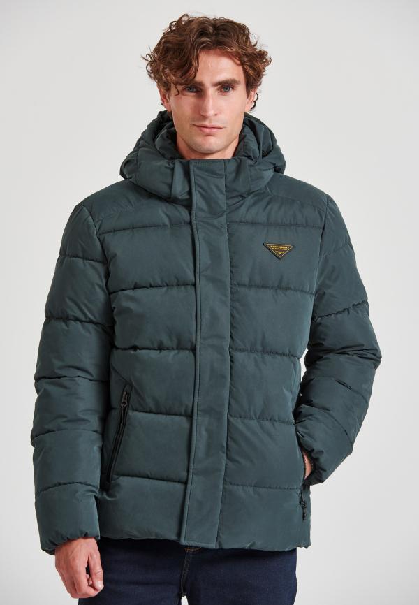 Ανδρικό puffer μπουφάν με αποσπώμενη κουκούλα