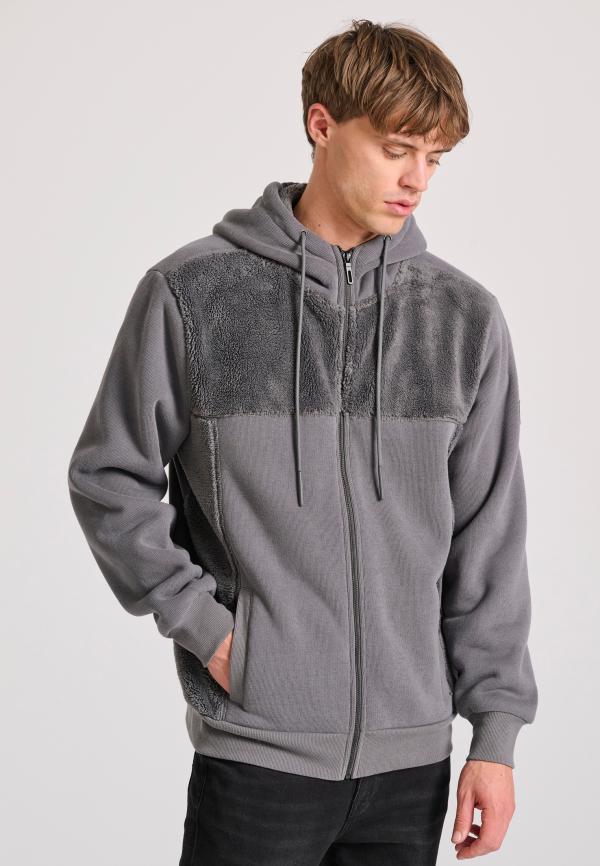 Oversized φούτερ ζακέτα με εσωτερική επένδυση