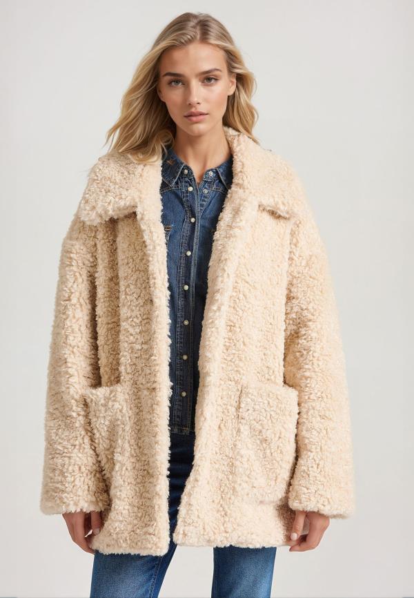 Loose fit faux fur jacket