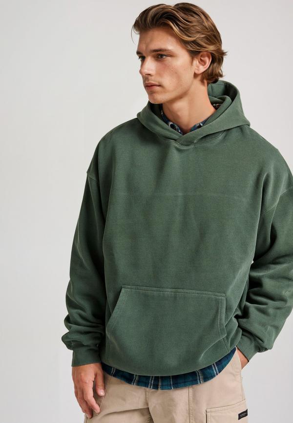 Oversized garment dyed φούτερ με κουκούλα