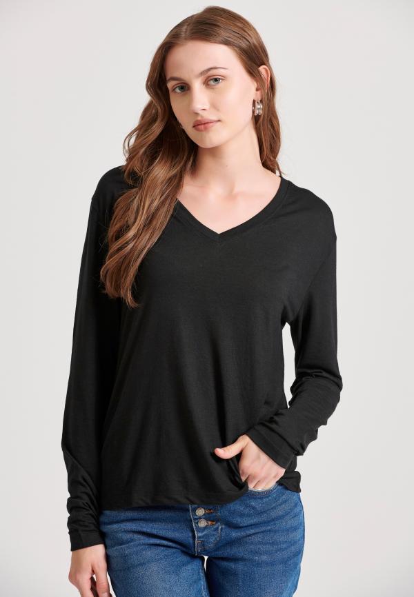 Μακρυμάνικη μπλούζα με V λαιμόκοψη