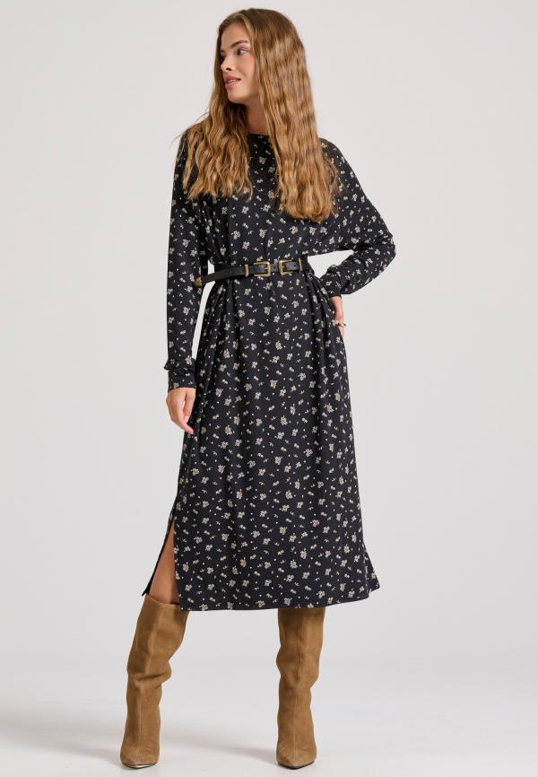 Loose fit lyocell blend μίντι εμπριμέ φόρεμα