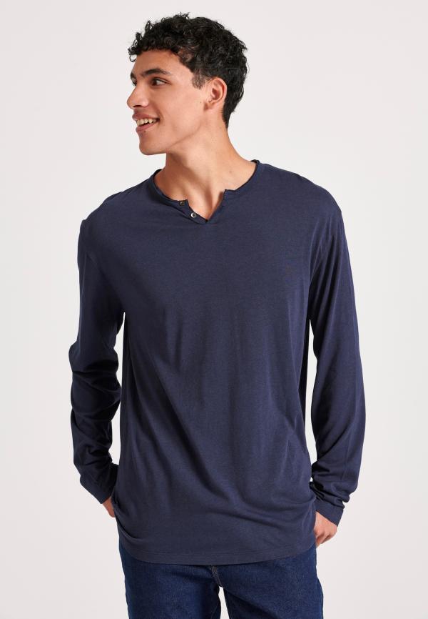 Relaxed fit t-shirt με λαιμό henley