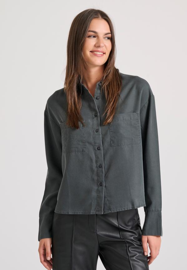 Loose fit lyocell garment dyed cropped πουκάμισο