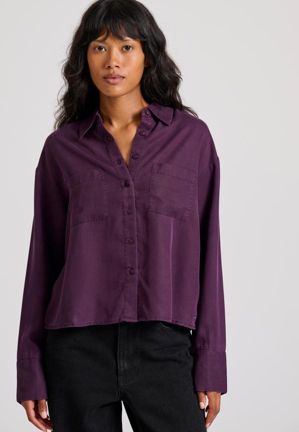 Loose fit lyocell garment dyed cropped πουκάμισο