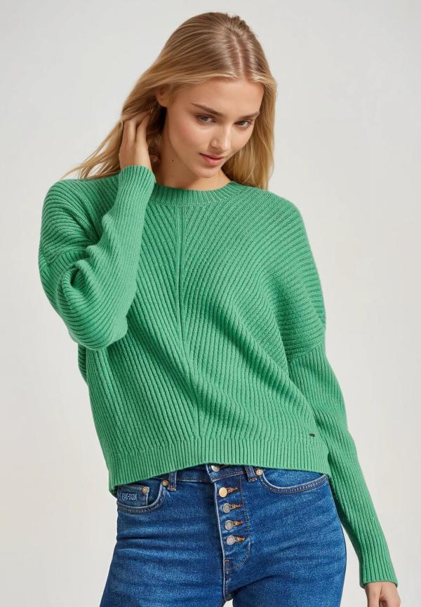 Cropped πλεκτή μπλούζα με βισκόζη