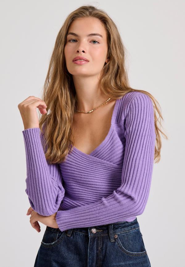 Κρουαζέ cropped πλεκτή μπλούζα