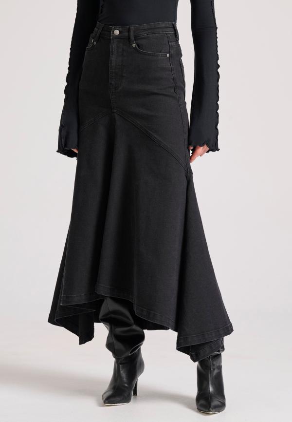 Maxi denim φούστα με ασύμμετρο τελείωμα