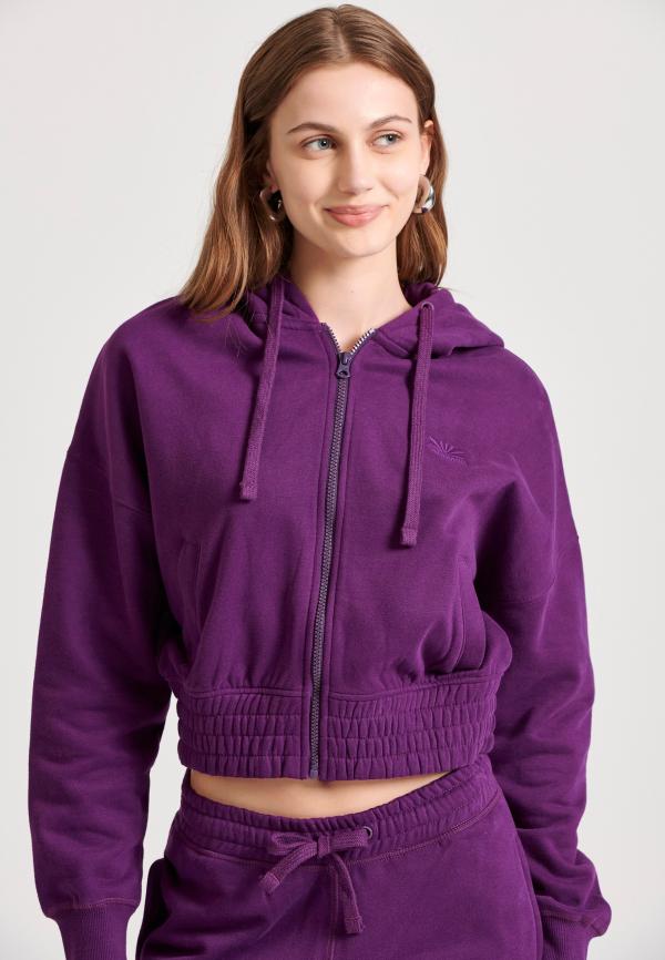 Loose fit φούτερ ζακέτα με κουκούλα