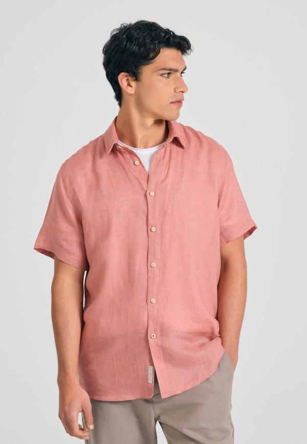 Garment dyed κοντομάνικο λινό πουκάμισο - The essentials