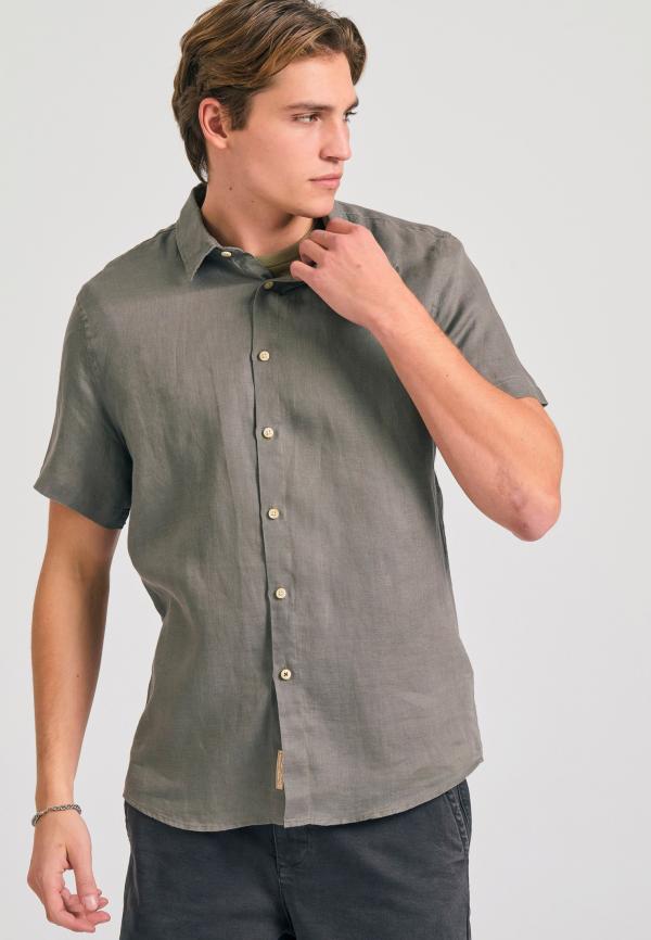 Garment dyed κοντομάνικο λινό πουκάμισο - The essentials