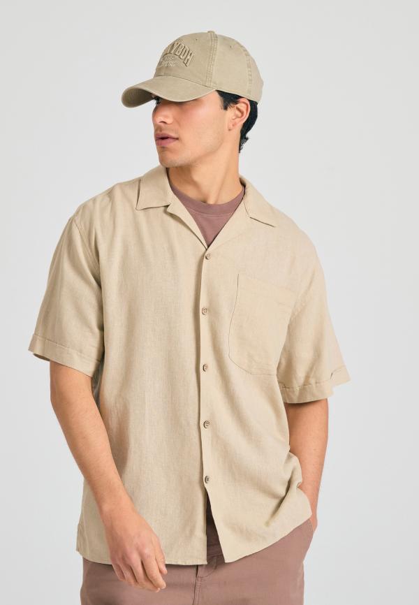 Relaxed fit πουκάμισο από λινό και τεχνητό μετάξι