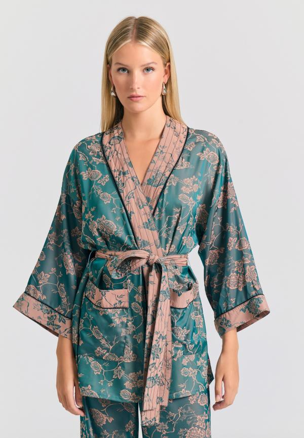 Loose fit κοντό εμπριμέ kimono